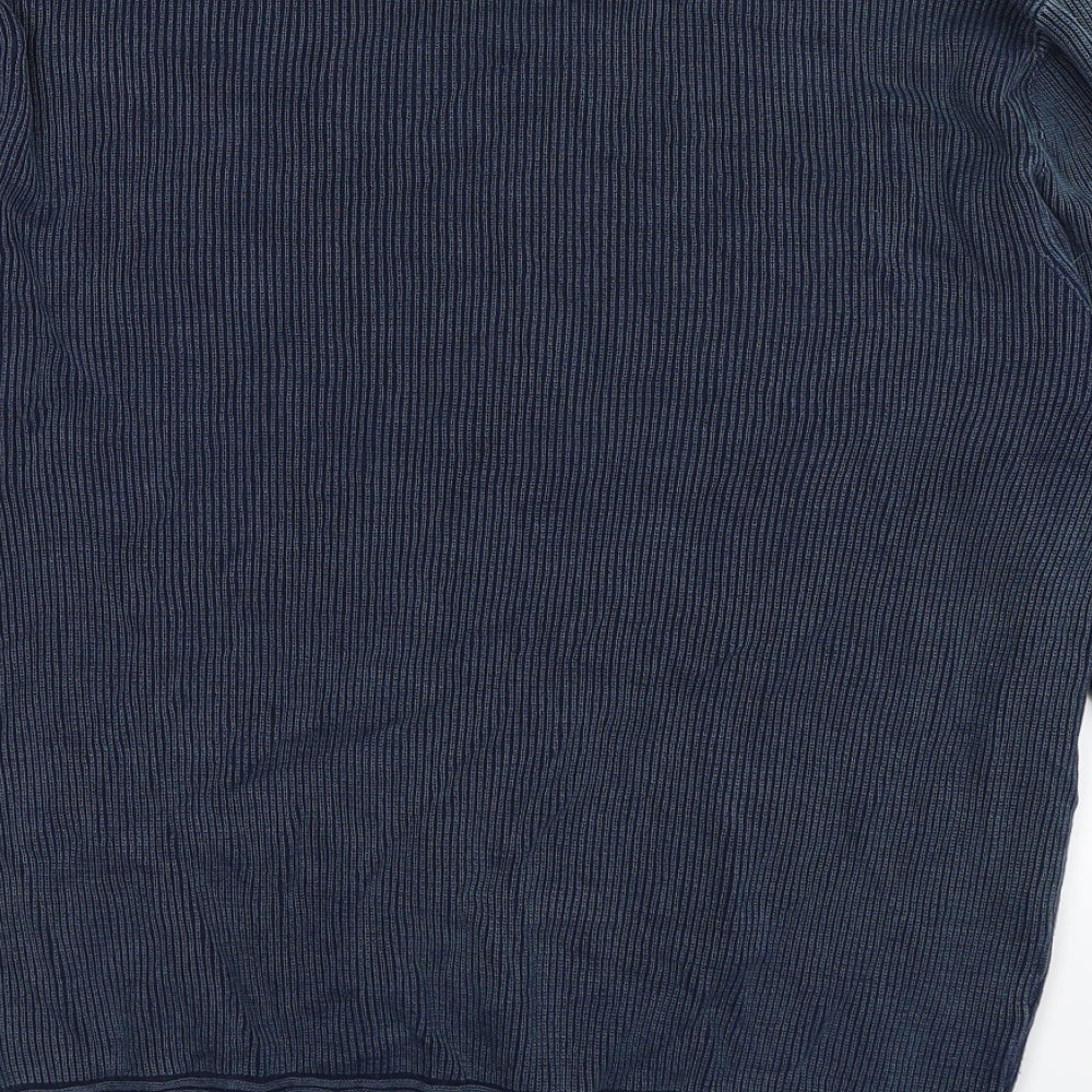 Strength & Honour Mens Blue Striped Knit Pullover Jumper Size XL