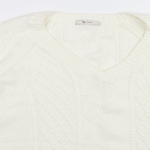 TU Womens White  Knit Pullover Jumper Size 14