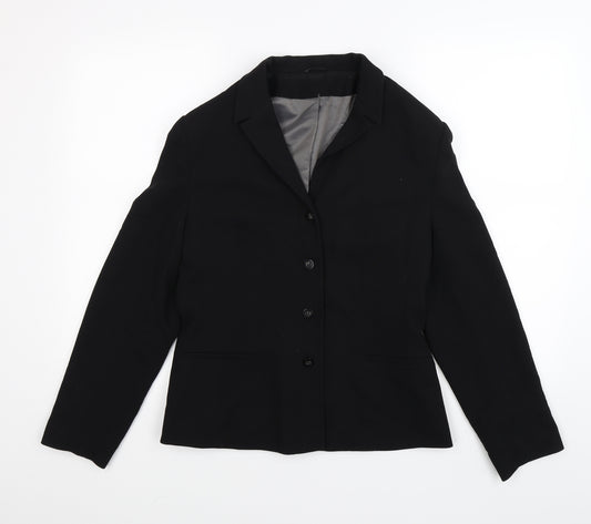 Front view of NEXT women’s black jacket blazer, size UK 12