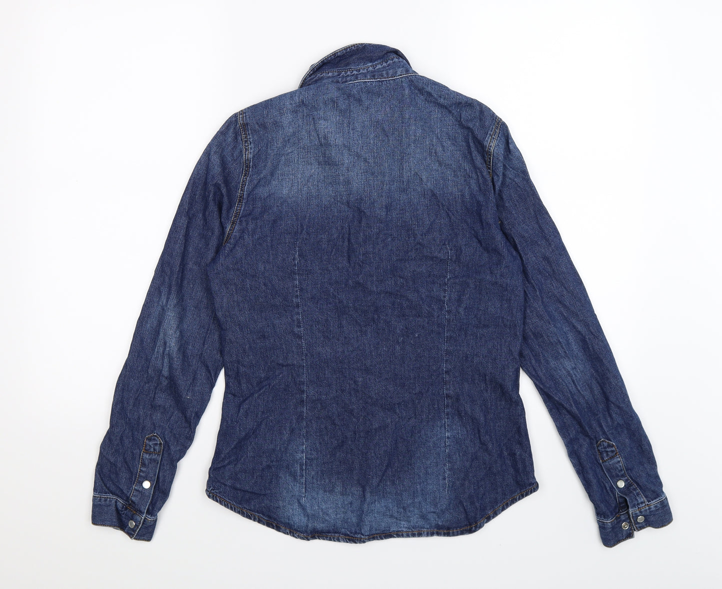 Topshop Womens Blue  Denim Basic Button-Up Size 10