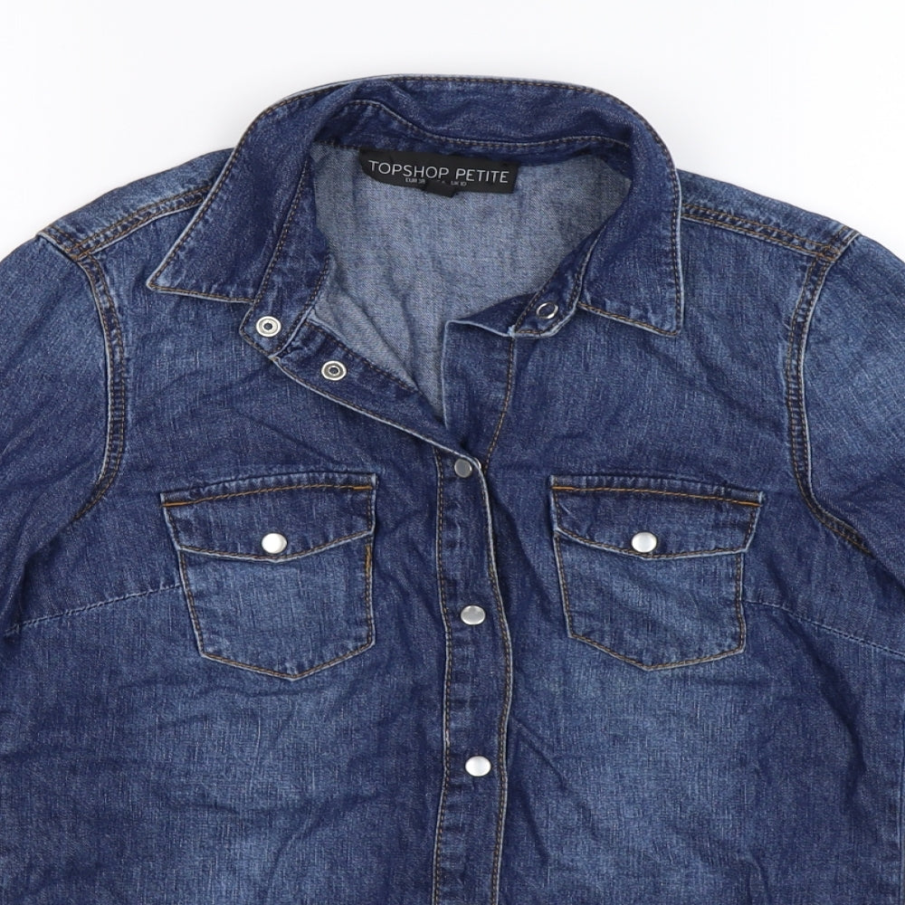 Topshop Womens Blue  Denim Basic Button-Up Size 10