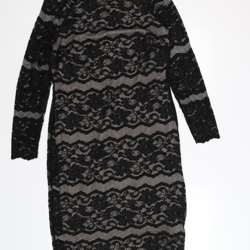 Marks and Spencer Womens Black Floral Lace Bodycon  Size 14