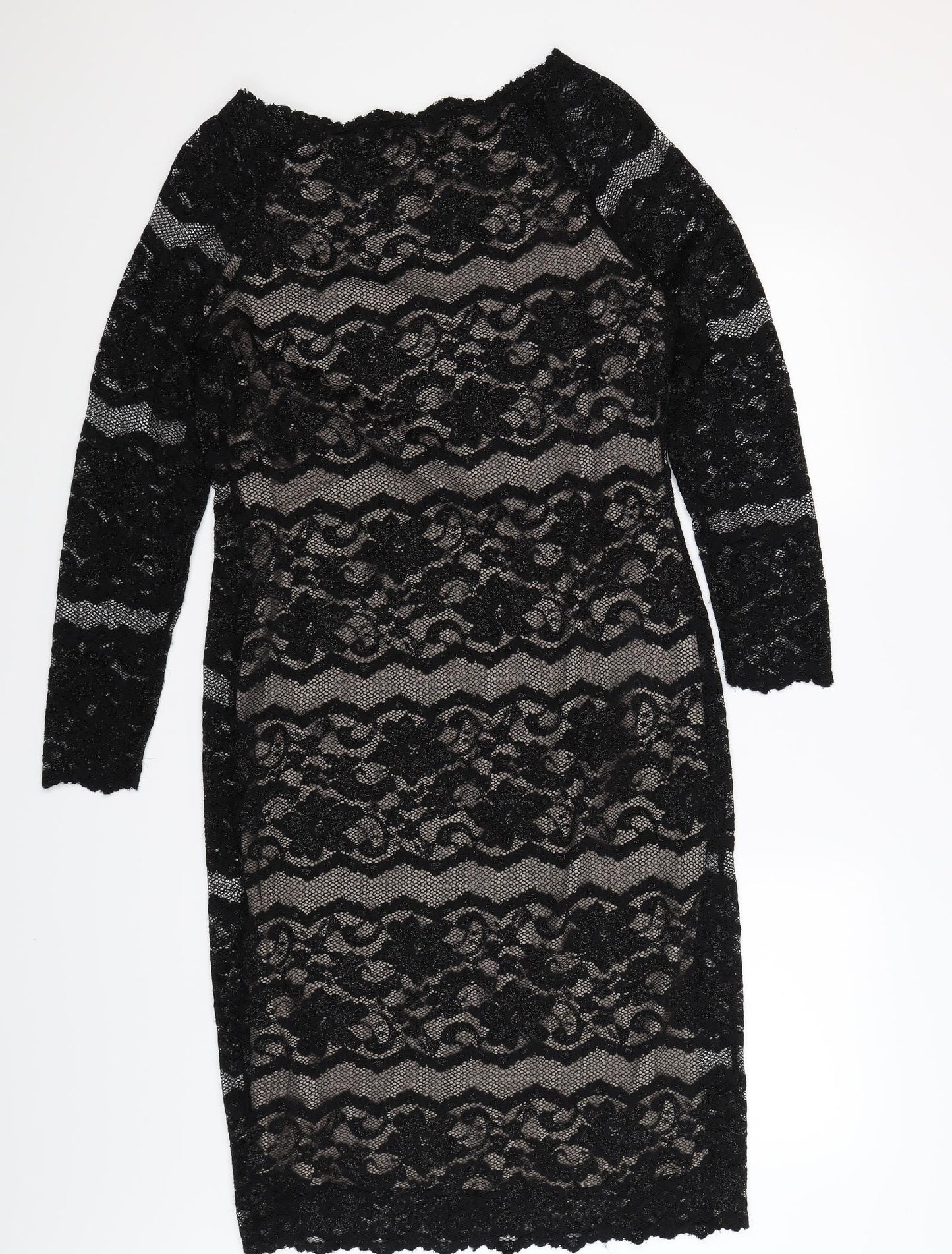 Marks and Spencer Womens Black Floral Lace Bodycon  Size 14