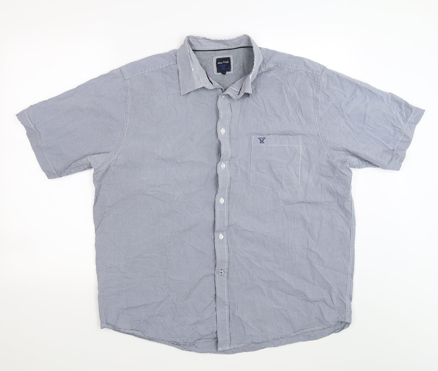 JAMES PRINGLE Mens Blue Check   Button-Up Size XL