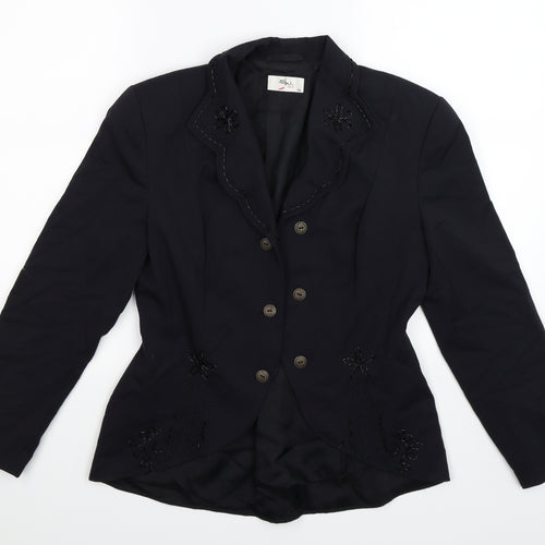 SHE Womens Black Flecked  Jacket Blazer Size 10