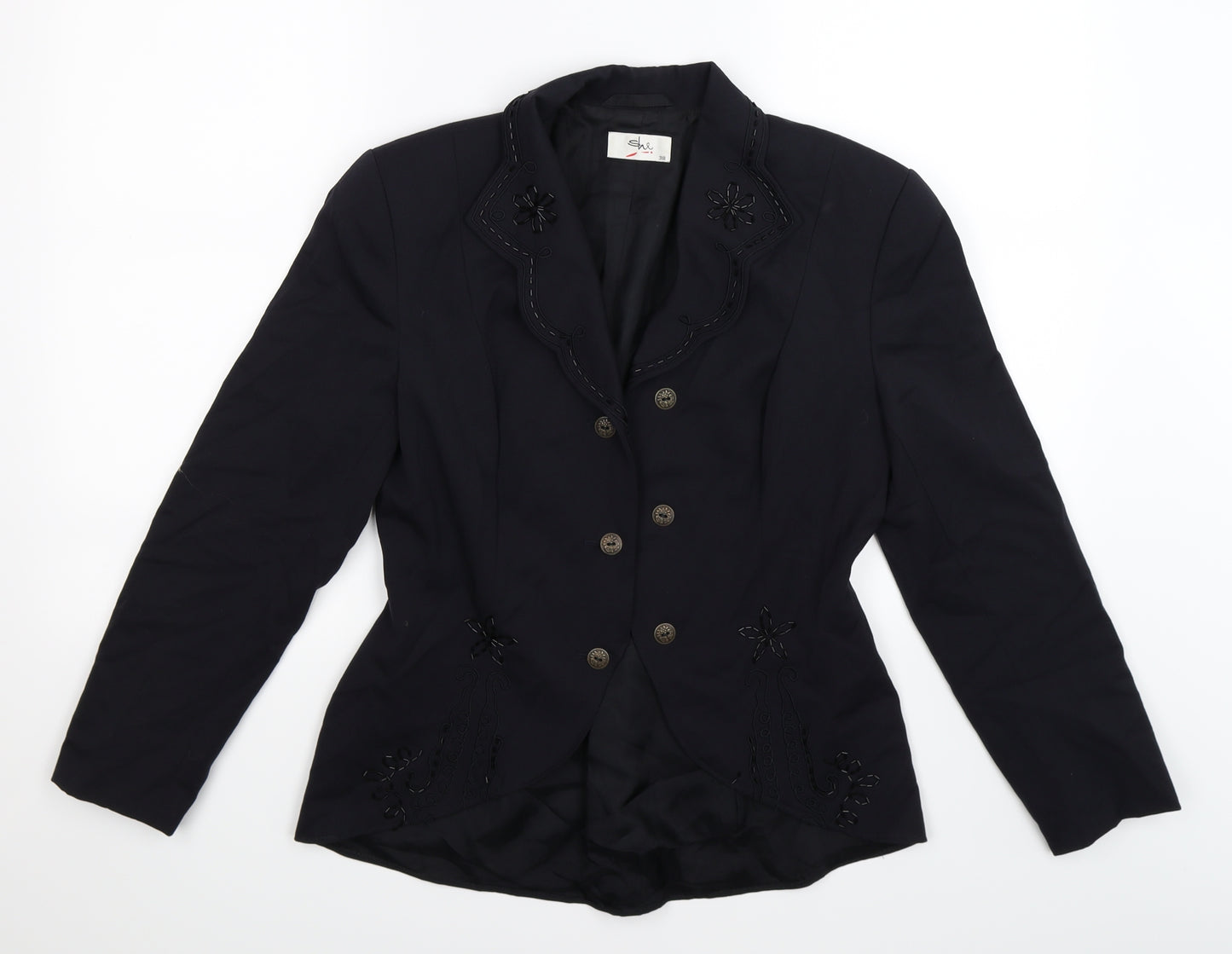 SHE Womens Black Flecked  Jacket Blazer Size 10