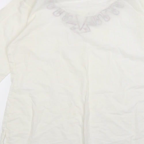 RINA Womens White Floral  Tunic T-Shirt Size L