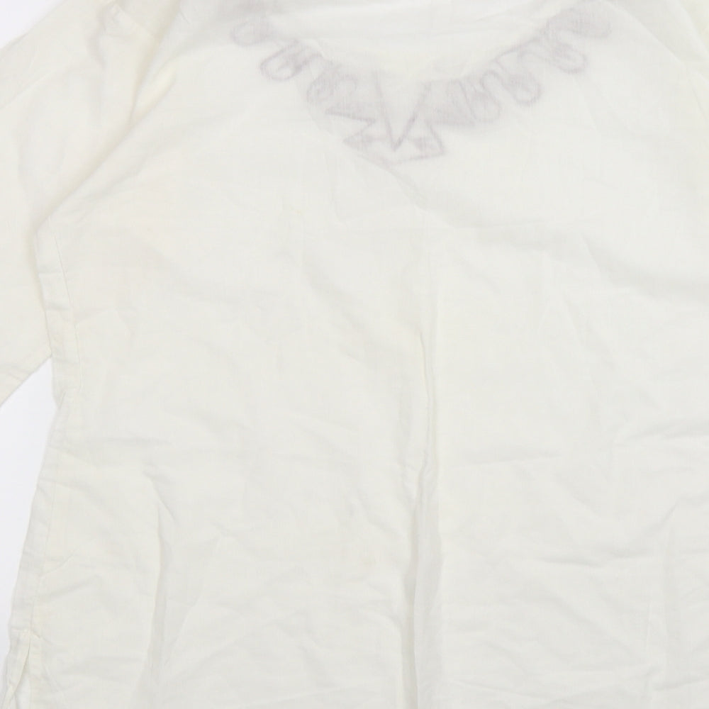 RINA Womens White Floral  Tunic T-Shirt Size L