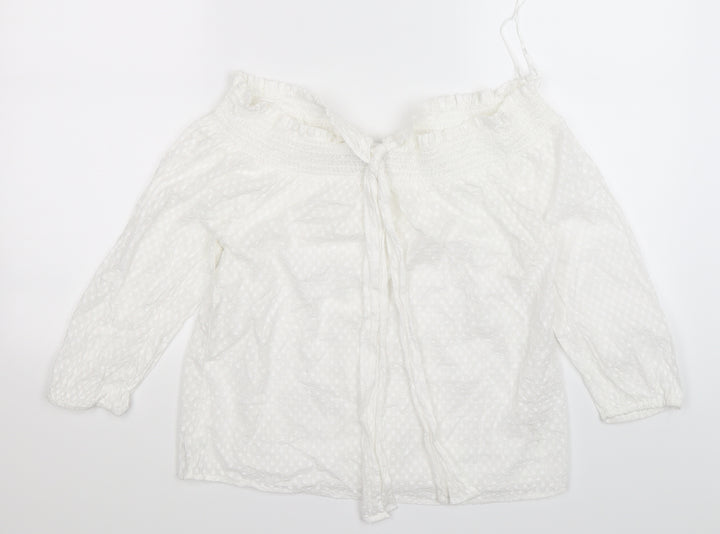 Primark Womens White Polka Dot  Tunic T-Shirt Size 12