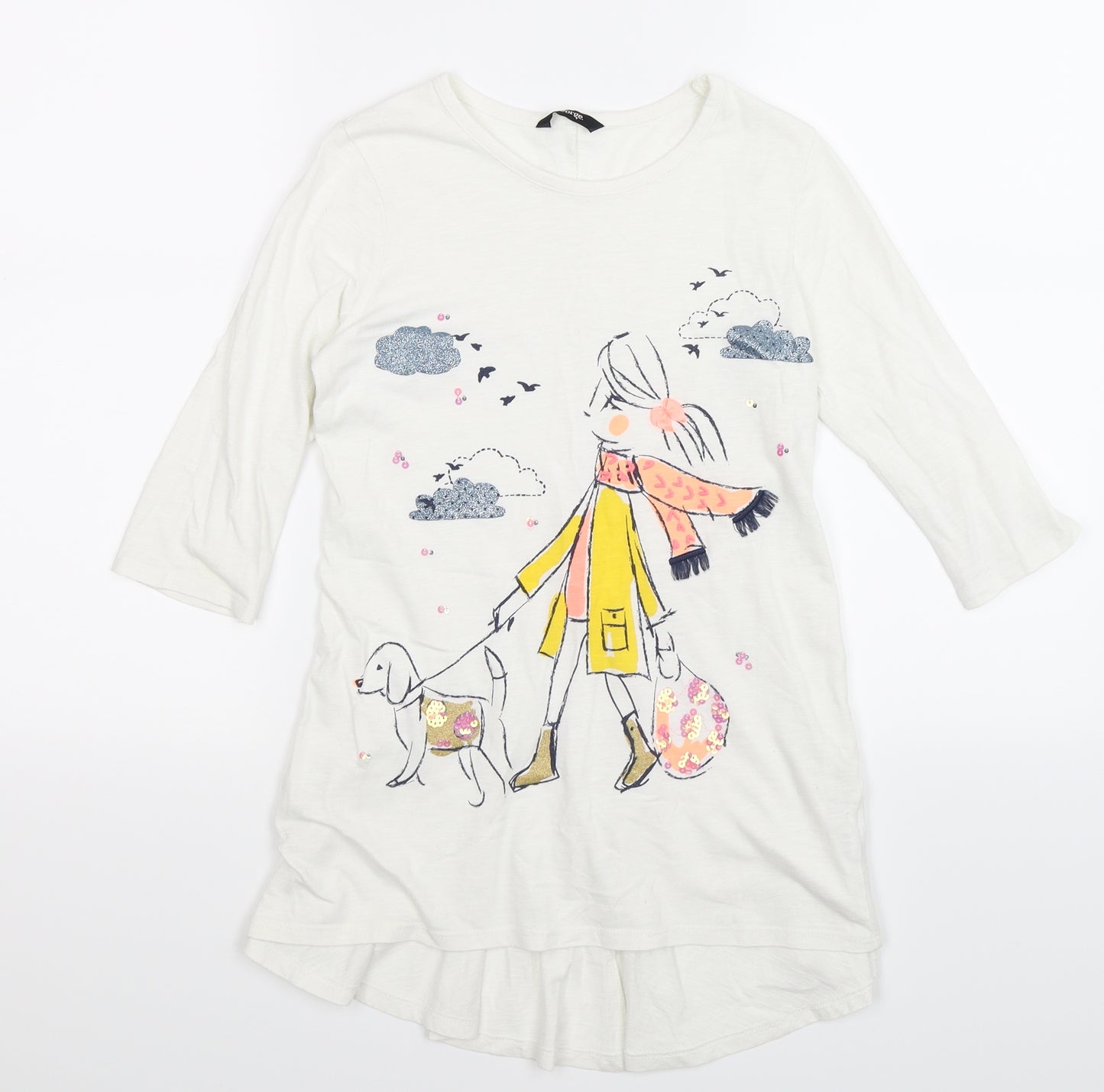 George Girls White   Jumper Dress  Size 9-10 Years  - DIG WALKING