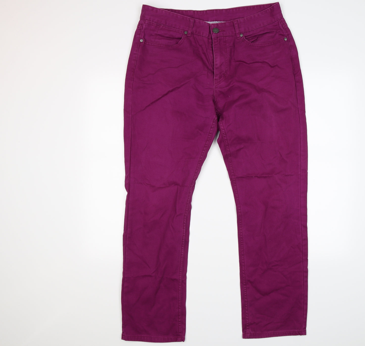 Crew Clothing Co Mens Purple  Denim Straight Jeans Size 34 L32 in