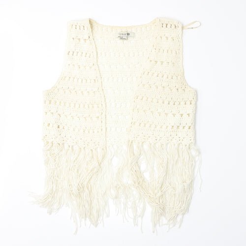 FOREVER 21 Womens White   Vest Jumper Size L
