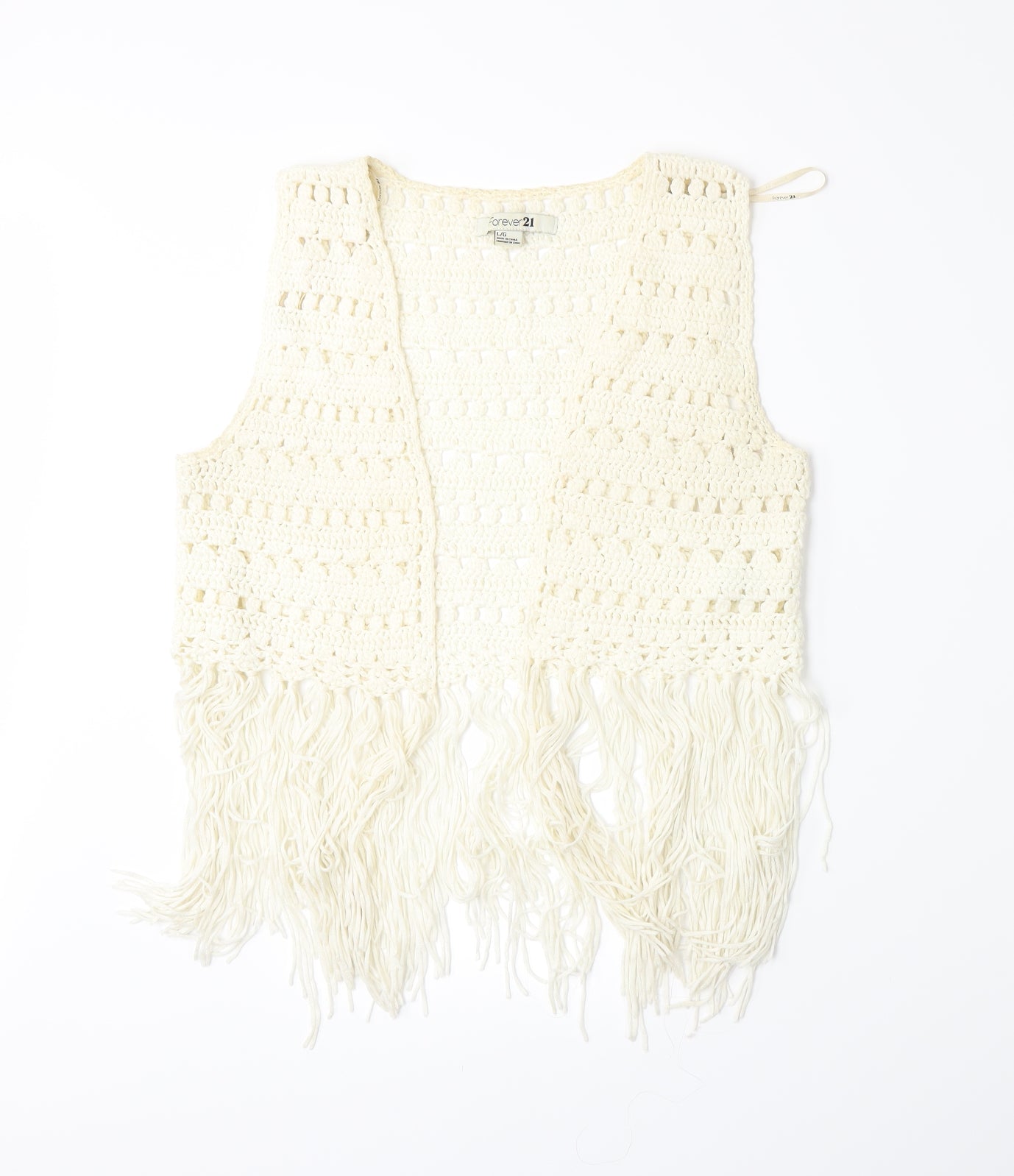 FOREVER 21 Womens White   Vest Jumper Size L