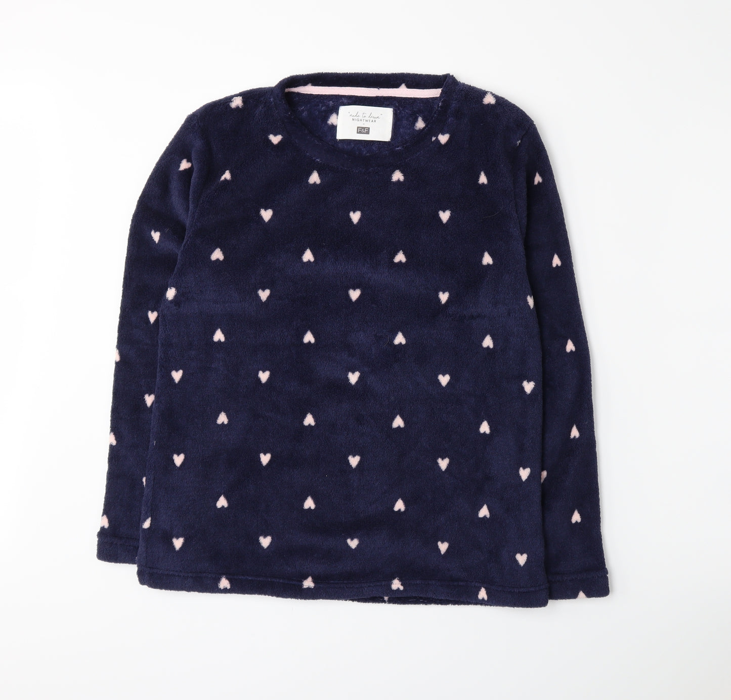F&F Womens Blue  Fleece Top Pyjama Top Size M