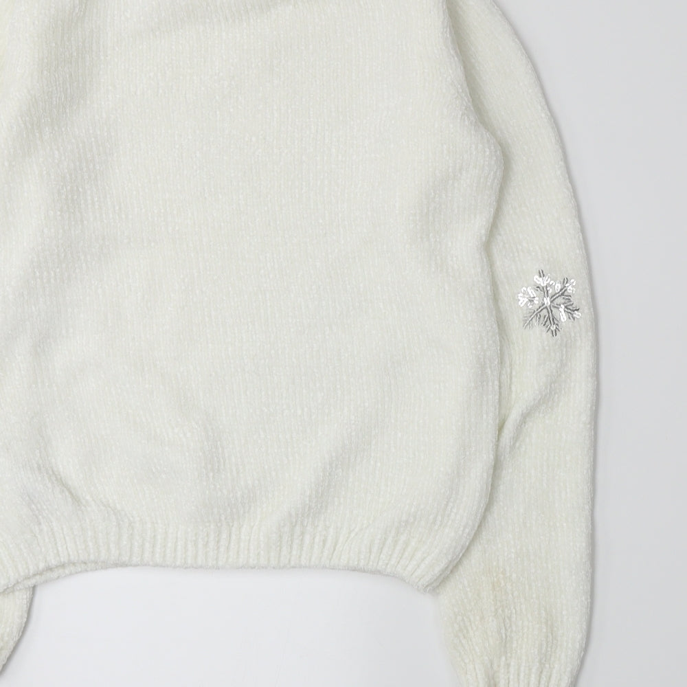 Primark Girls White  Knit Pullover Jumper Size 10-11 Years