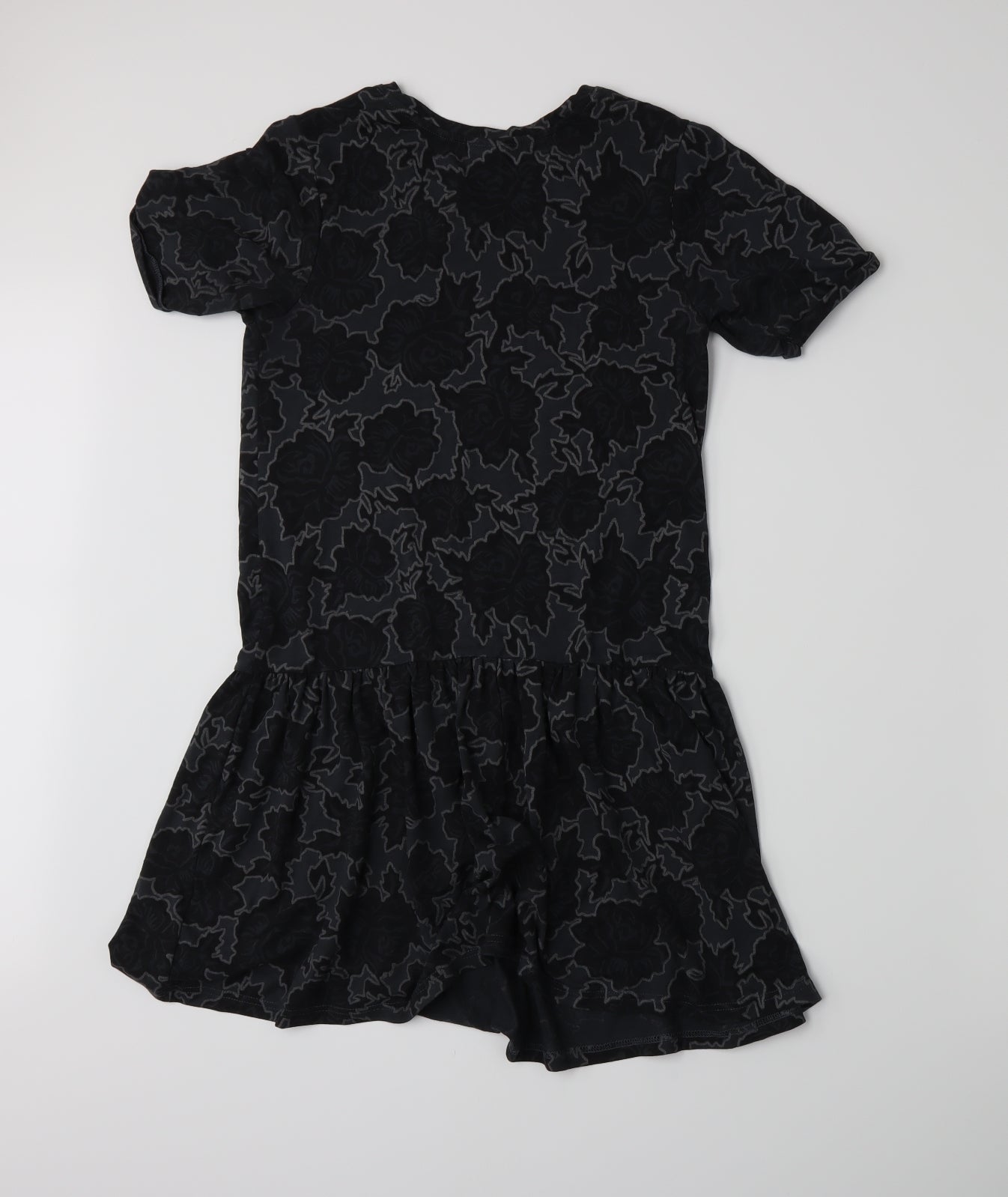 Topshop Womens Grey Floral Jersey A-Line  Size 6