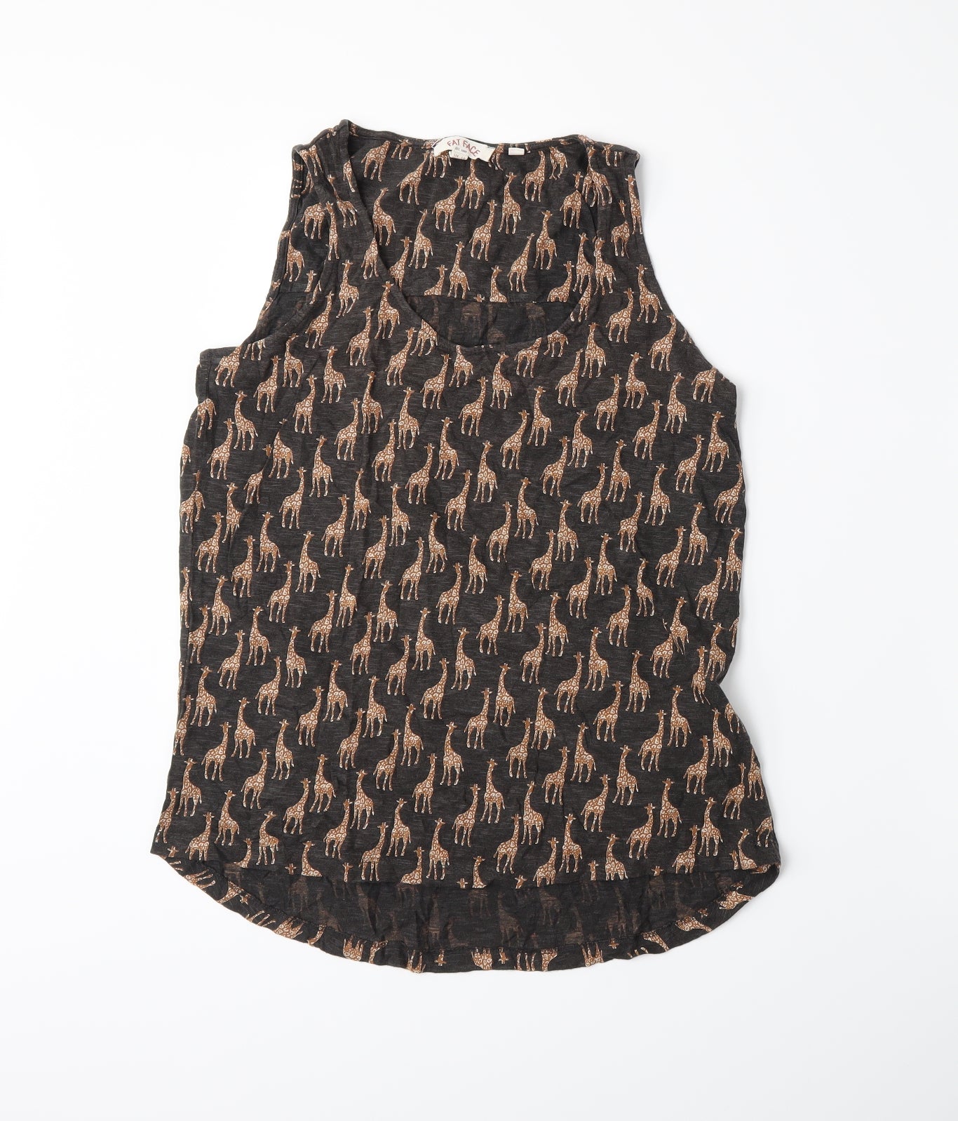 Fat Face Womens Black Animal Print  Basic Tank Size 10