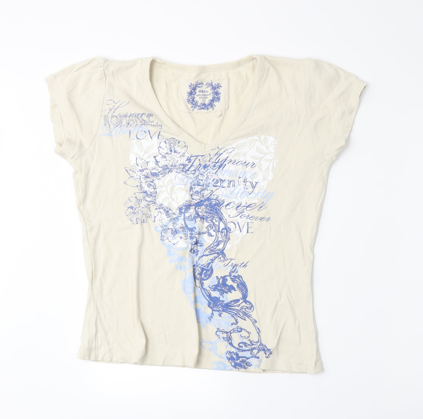 M&Co Womens Beige   Basic T-Shirt Size L