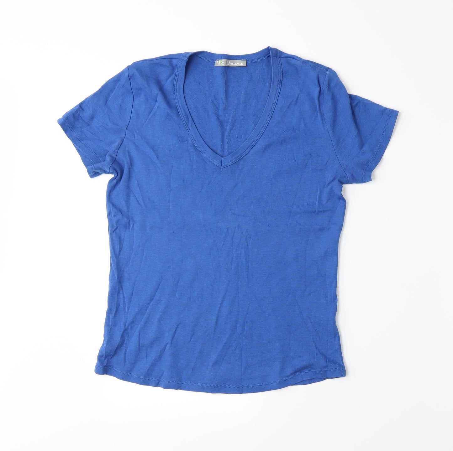 M&S Womens Blue   Basic T-Shirt Size 14