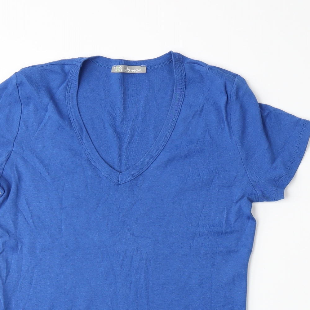 M&S Womens Blue   Basic T-Shirt Size 14