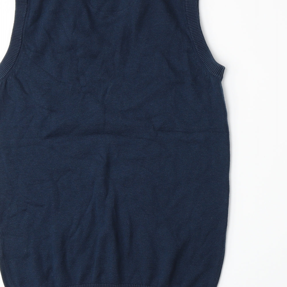 Palm Grove Womens Blue Argyle/Diamond  Vest Jumper Size 10