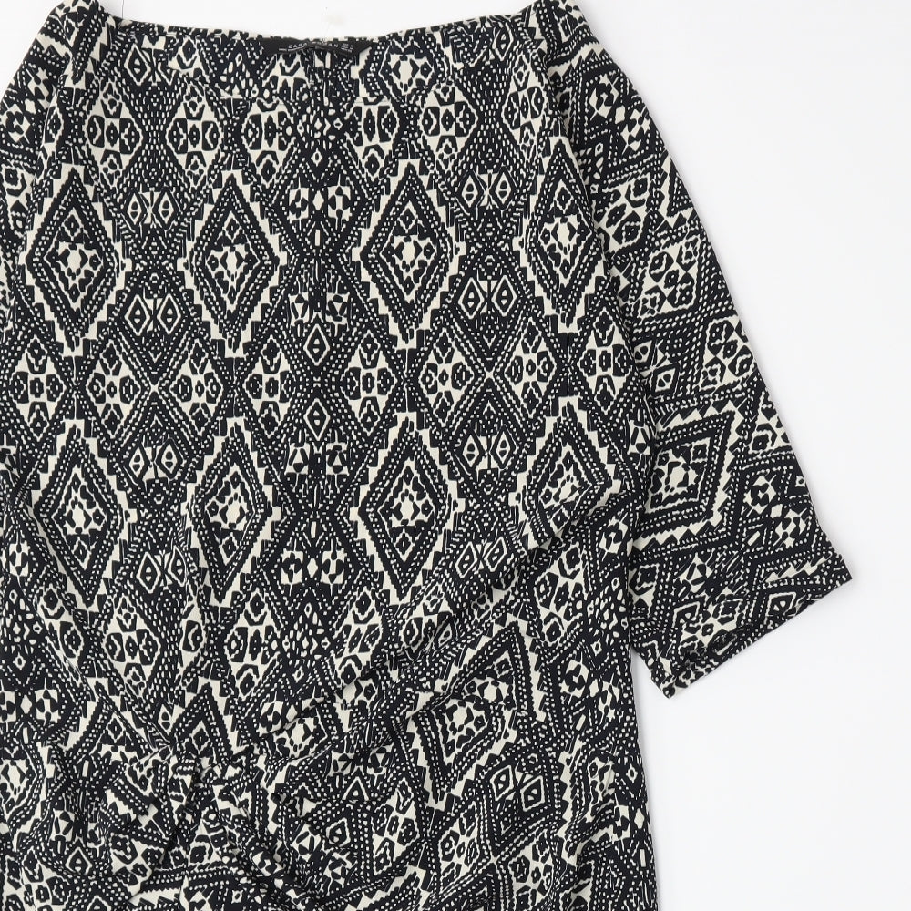 Zara Womens Black Geometric  A-Line  Size M