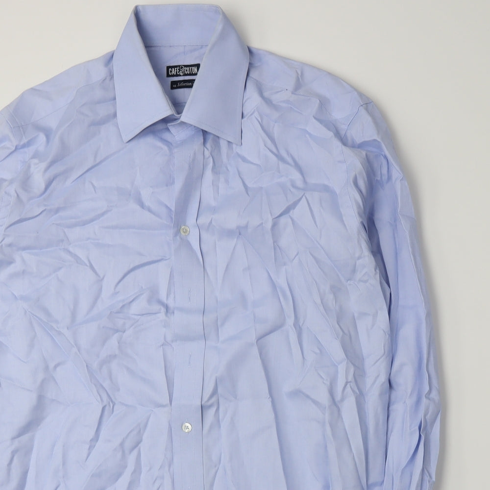 Café Coton Mens Blue    Dress Shirt Size 16.5