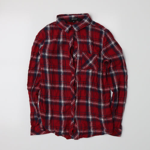 New Look Girls Red Plaid  Basic Button-Up Size 13 Years