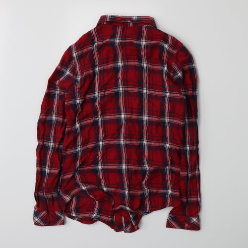New Look Girls Red Plaid  Basic Button-Up Size 13 Years