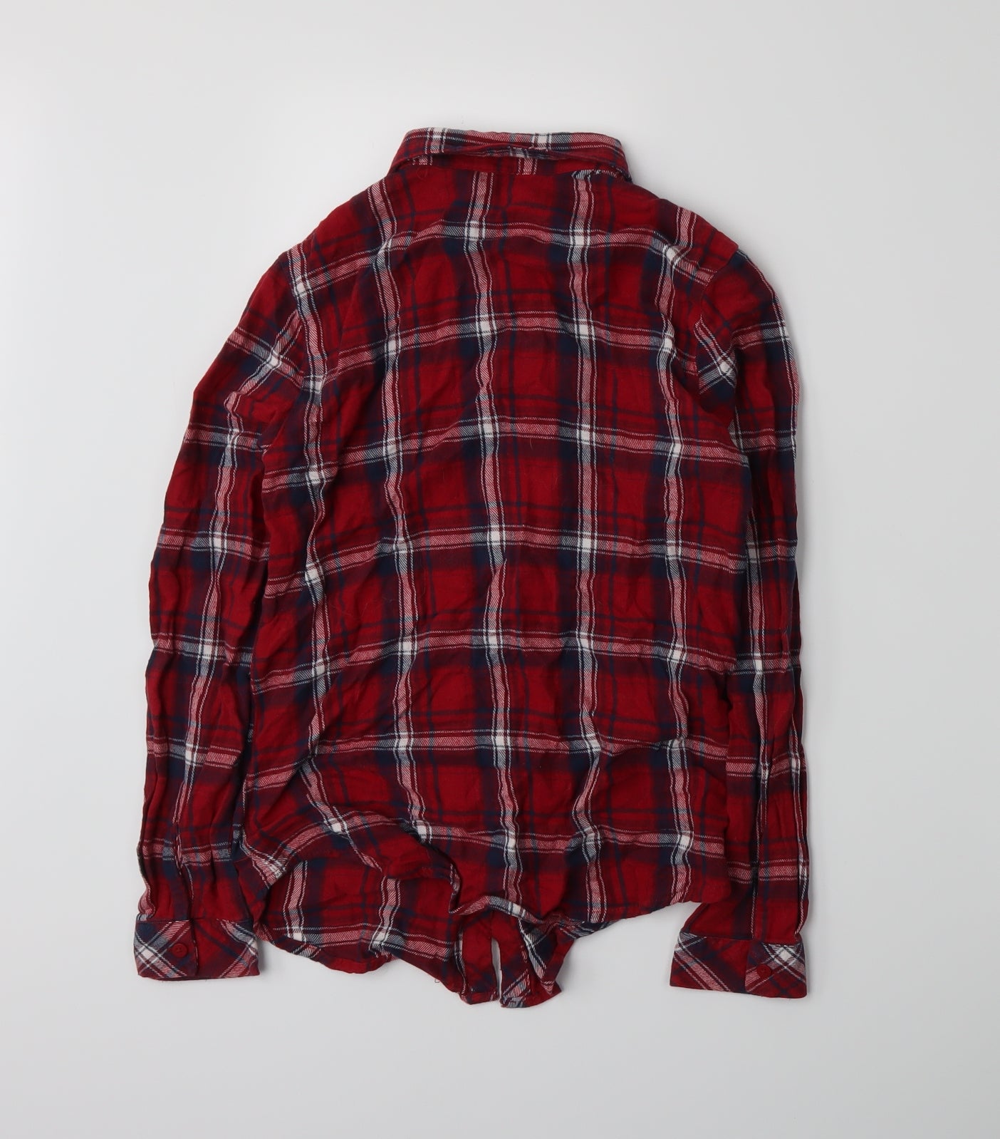New Look Girls Red Plaid  Basic Button-Up Size 13 Years