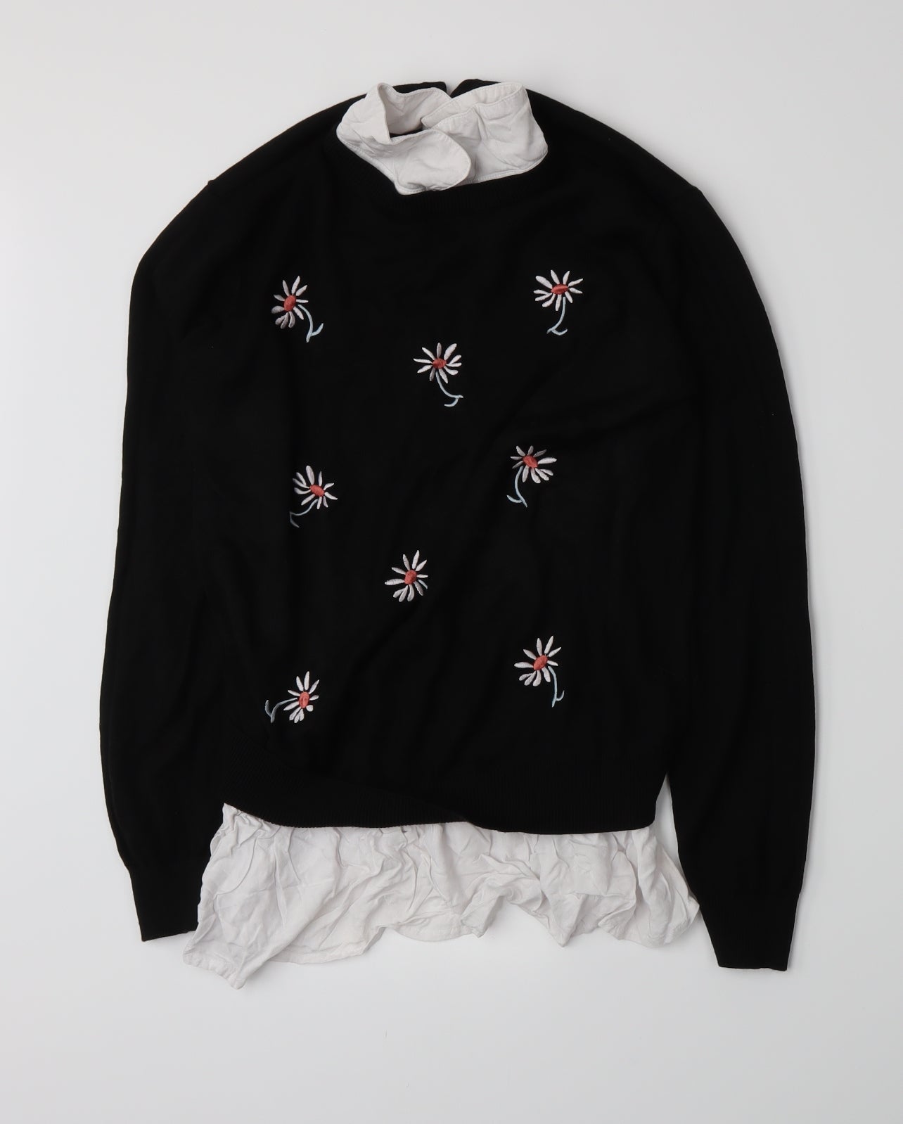 George Womens Black Floral  Basic Blouse Size 14