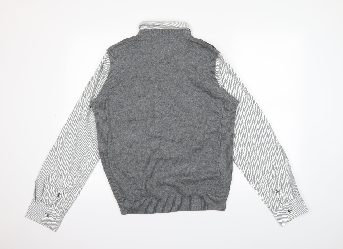 NEXT Mens Grey Striped  Pullover Jumper Size M