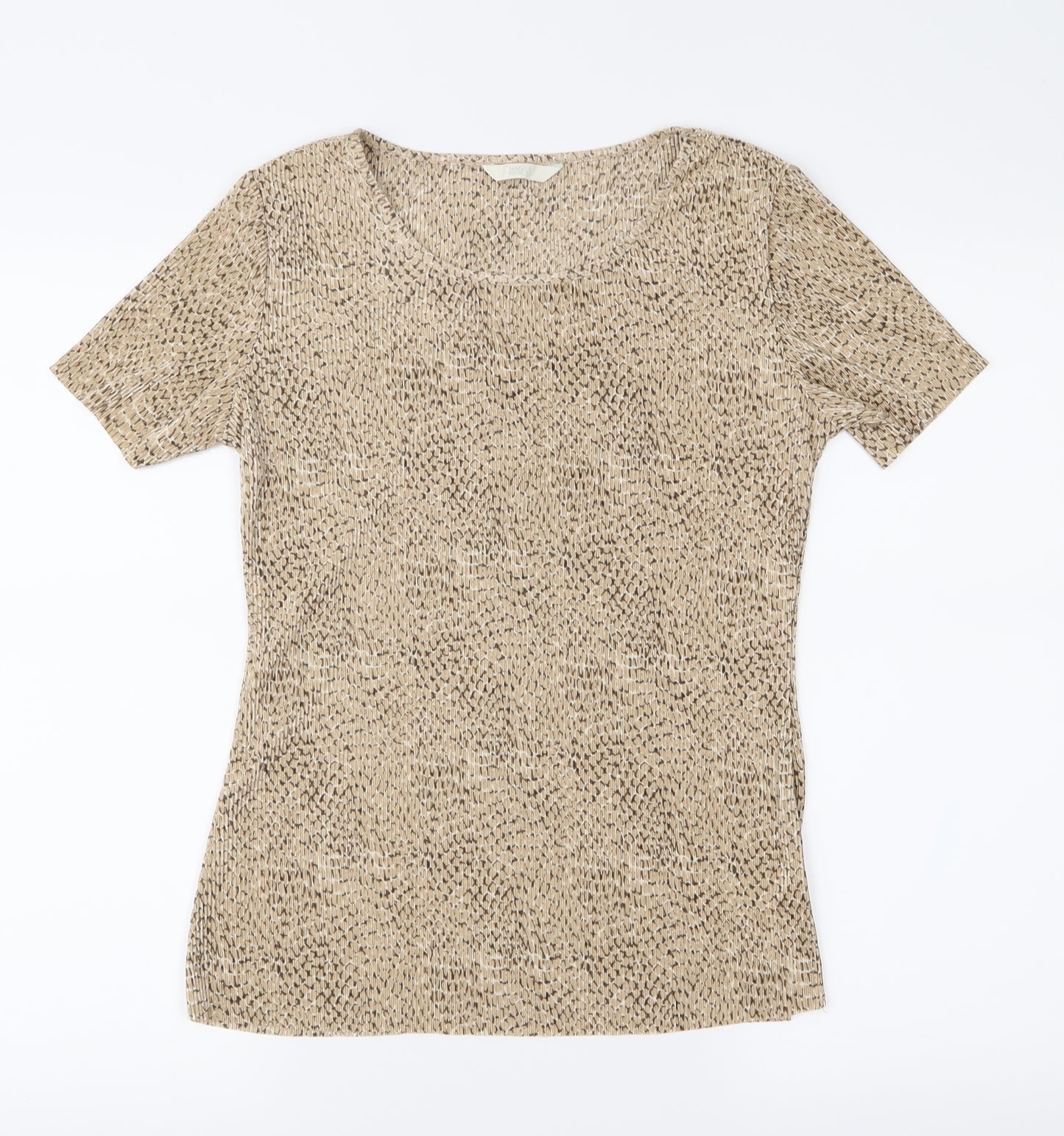 Marks and Spencer Womens Beige Animal Print  Basic Blouse Size 10