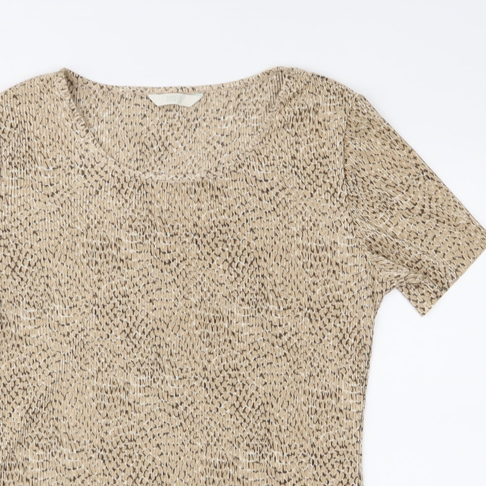 Marks and Spencer Womens Beige Animal Print  Basic Blouse Size 10