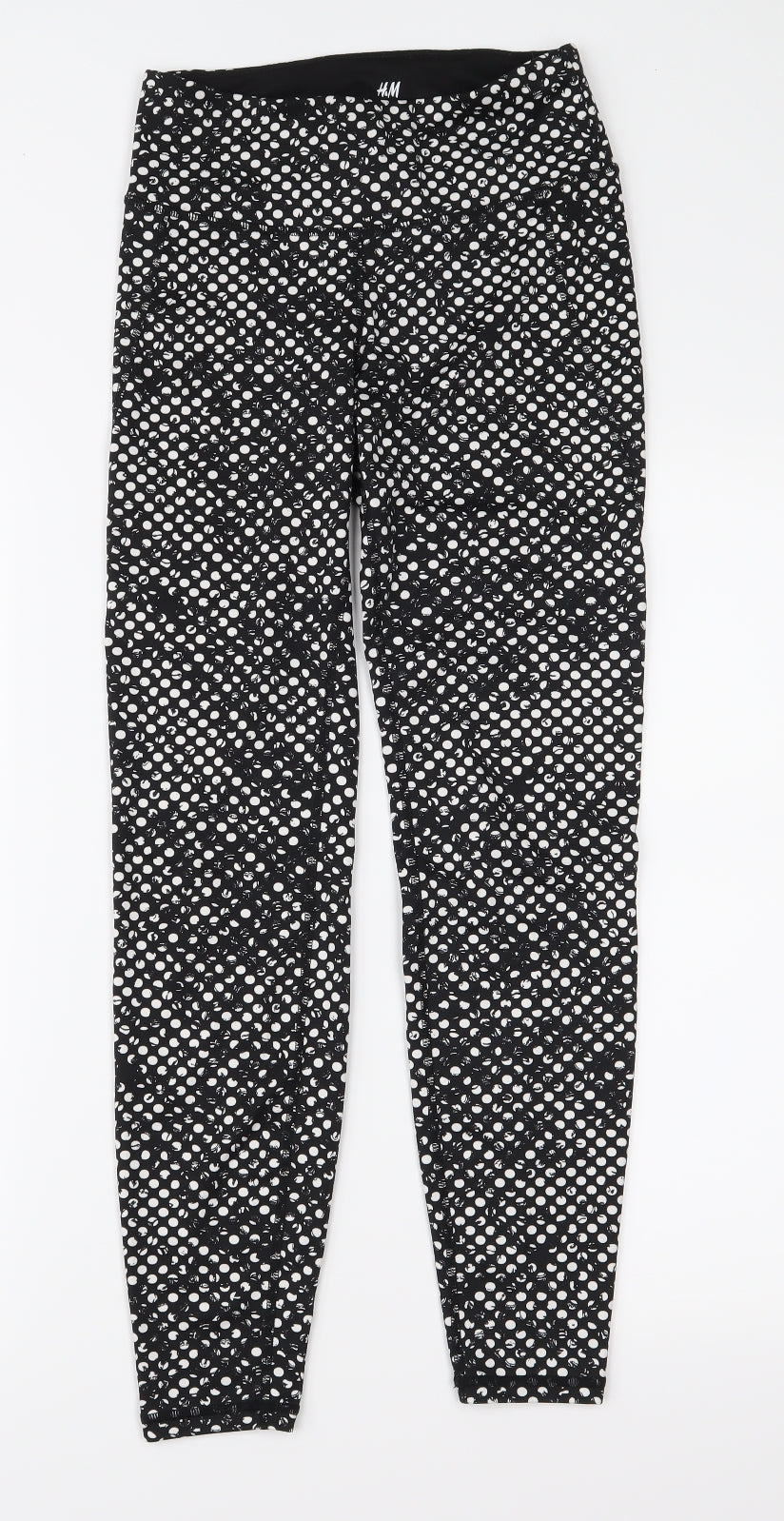 H&M Womens Black Polka Dot  Compression Leggings Size S L26 in