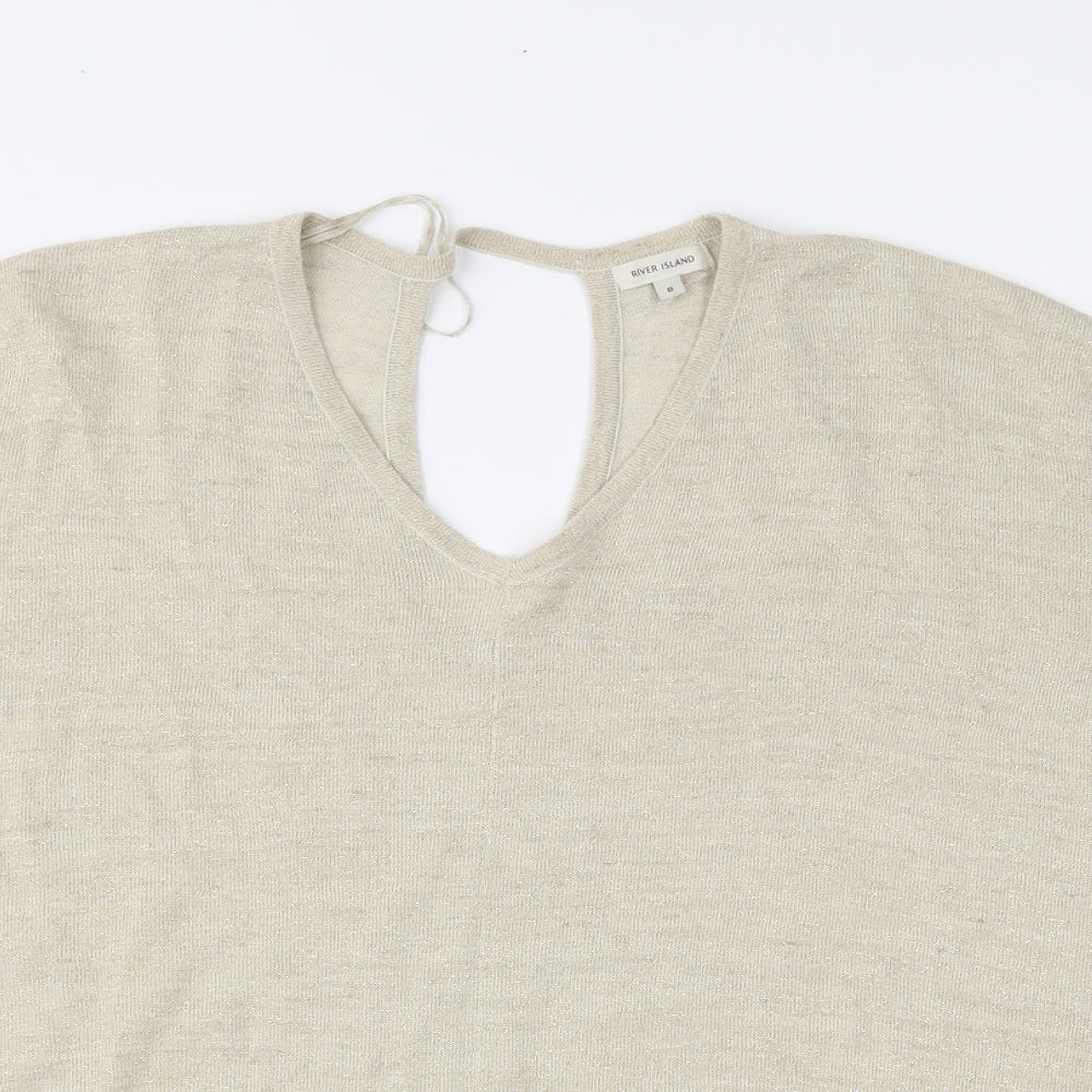 River Island Womens Gold  Knit Pullover Jumper Size 8