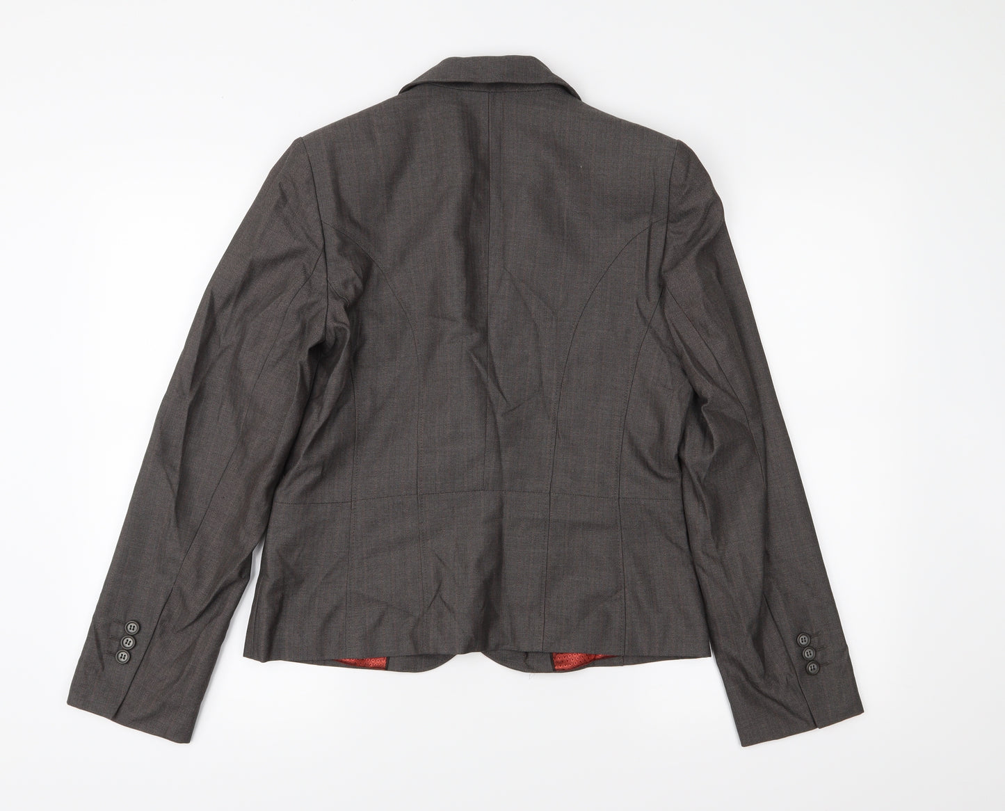 NEXT Womens Brown Striped  Jacket Suit Jacket Size 12