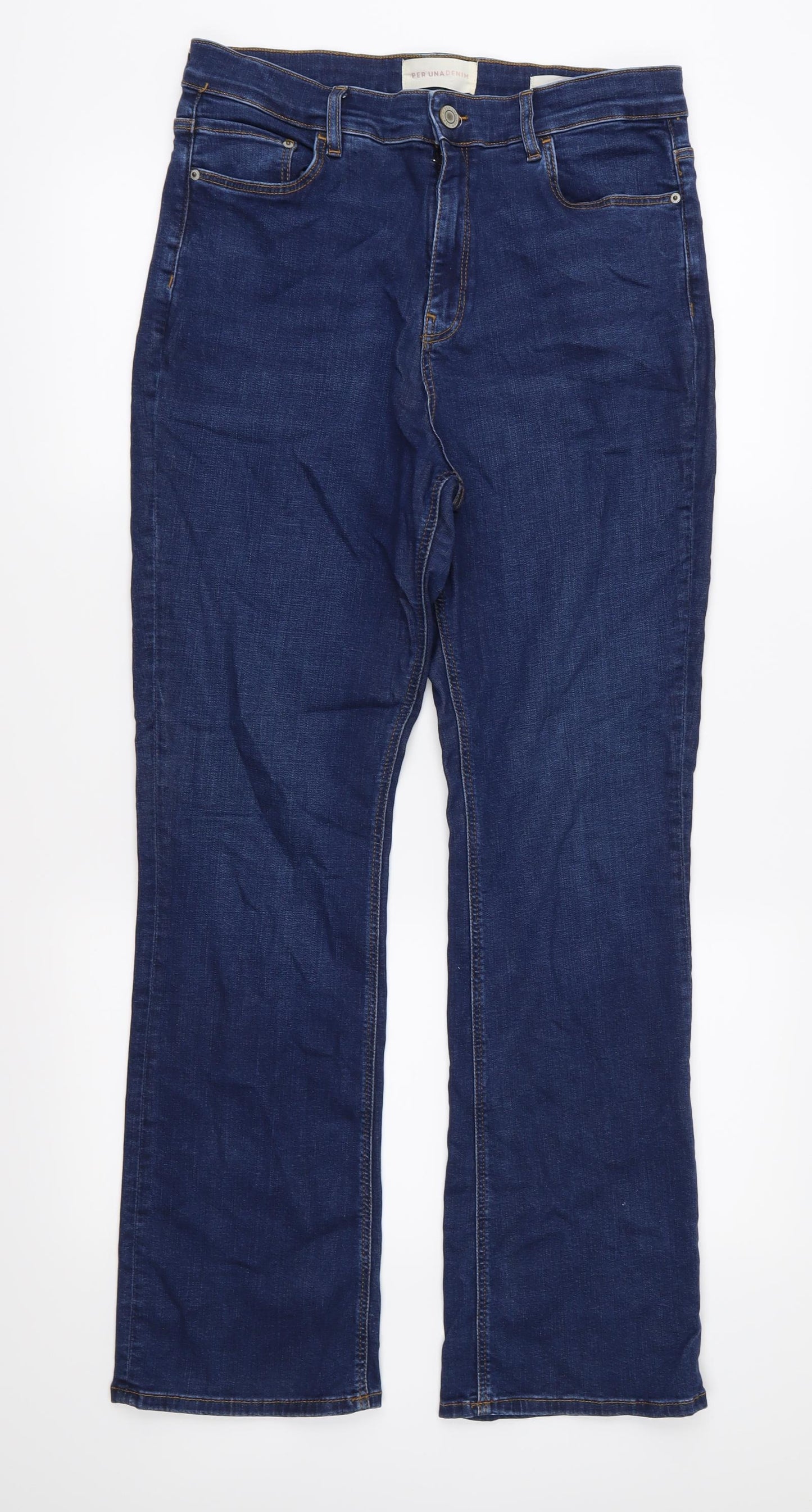 Per Una Womens Blue  Denim Flared Jeans Size 14 L31 in