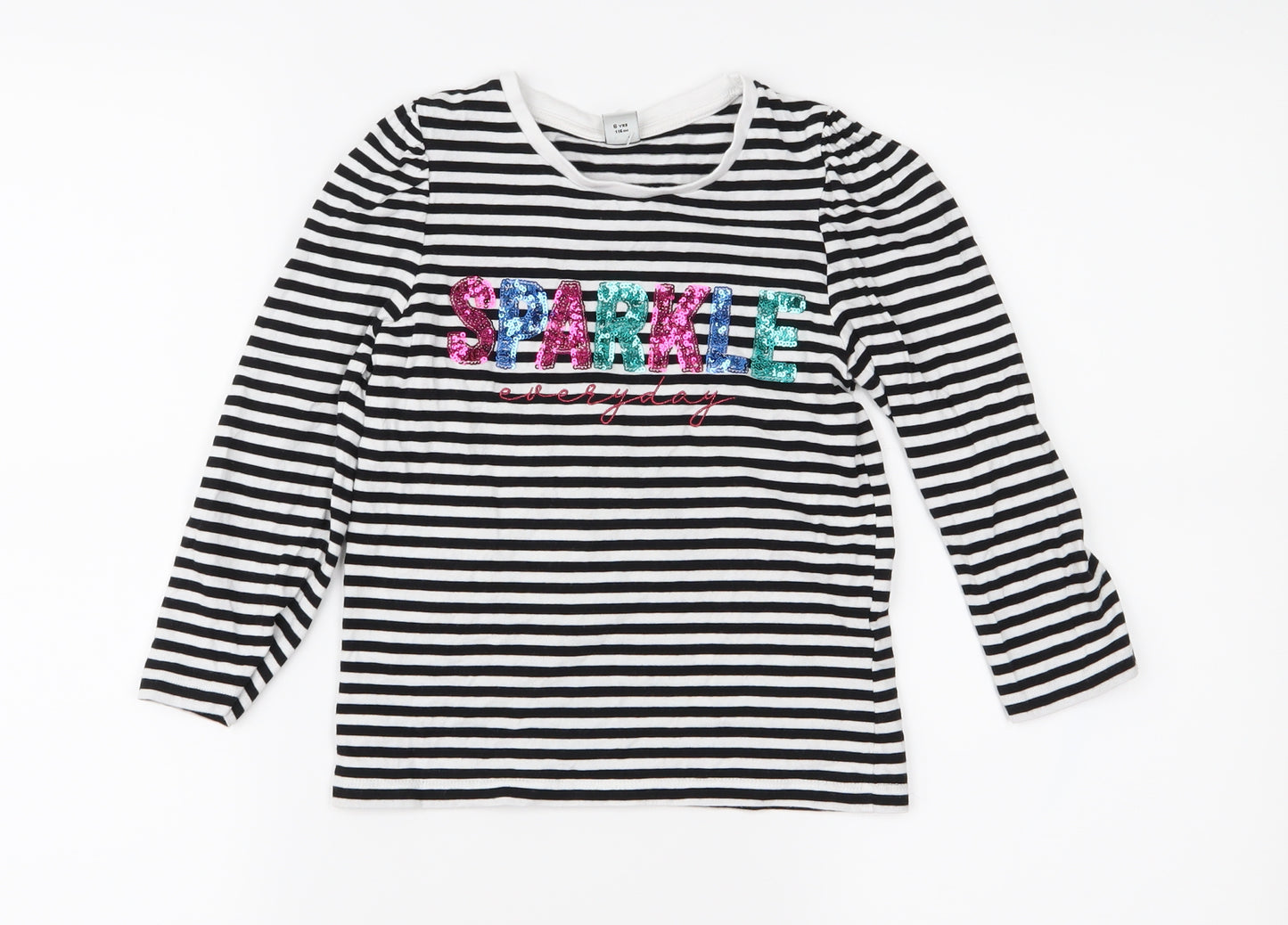 TU Girls Black Spotted Jersey Basic T-Shirt Size 6 Years