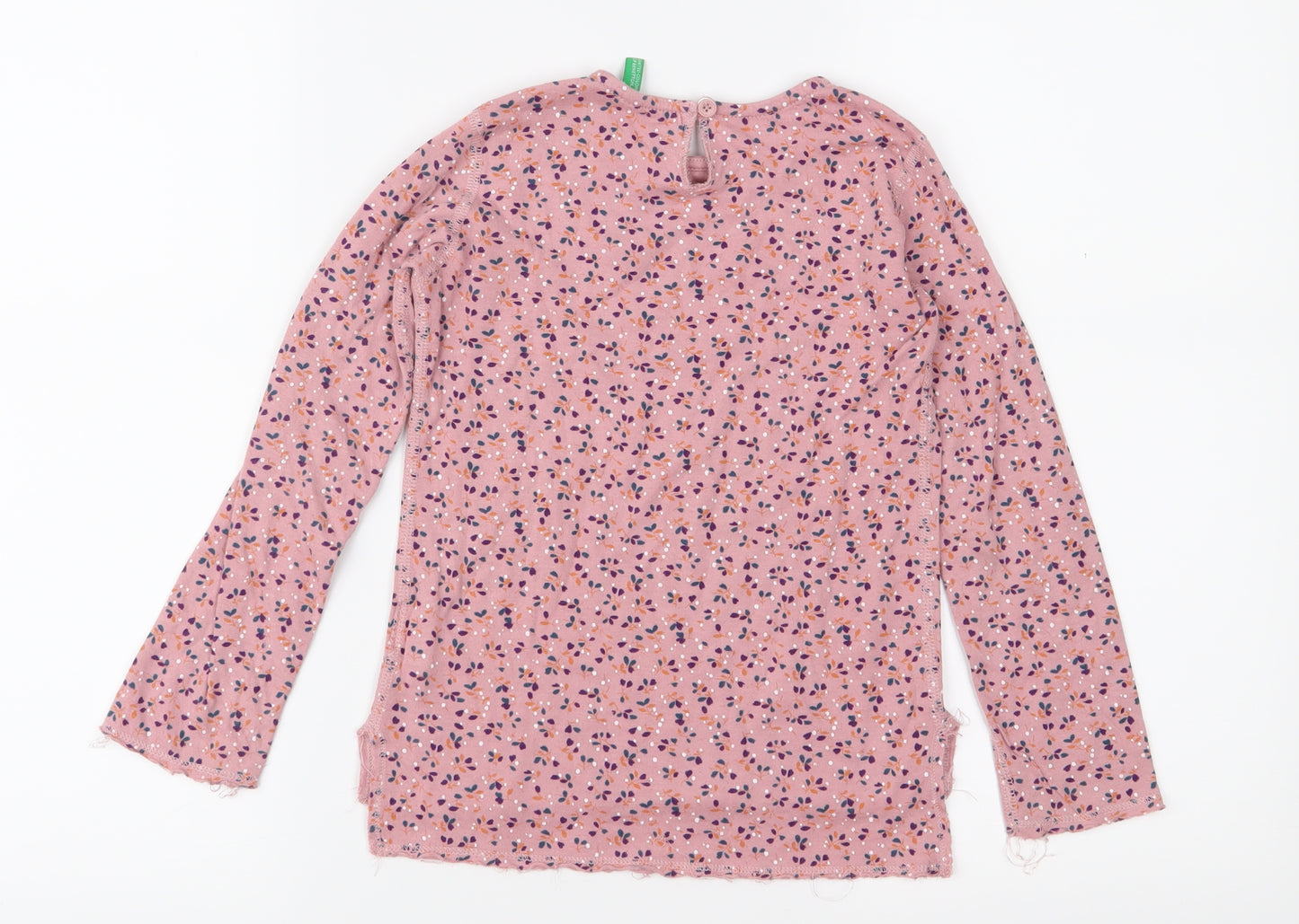 United Colors of Benetton Girls Pink Floral Jersey Basic T-Shirt Size 4-5 Years