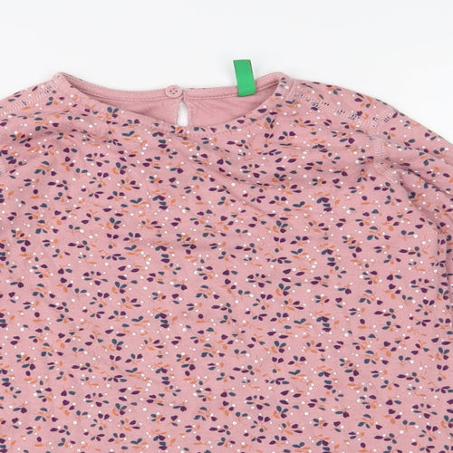 United Colors of Benetton Girls Pink Floral Jersey Basic T-Shirt Size 4-5 Years