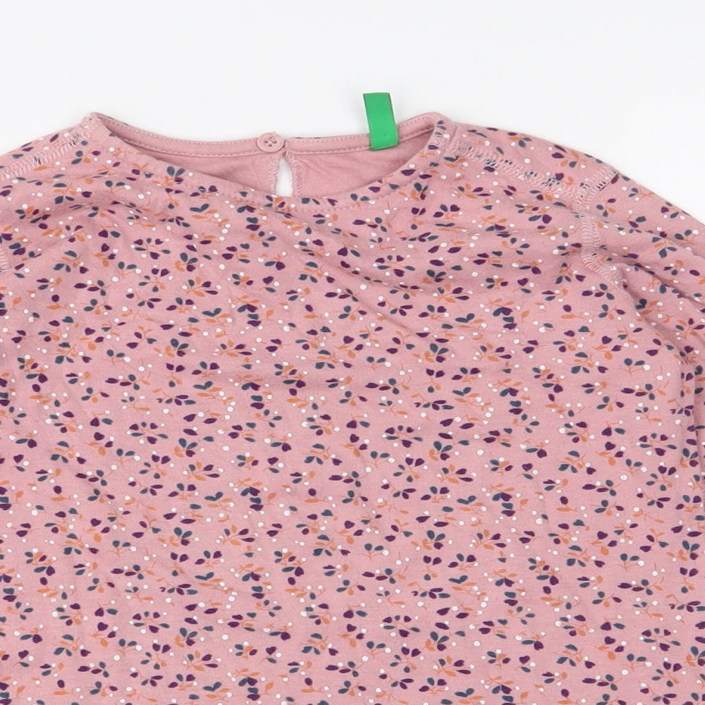 United Colors of Benetton Girls Pink Floral Jersey Basic T-Shirt Size 4-5 Years