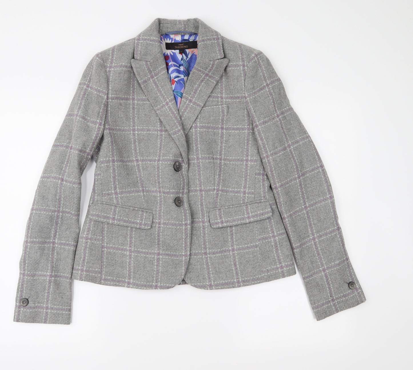 NEXT Womens Grey Check Tweed Jacket  Size 12