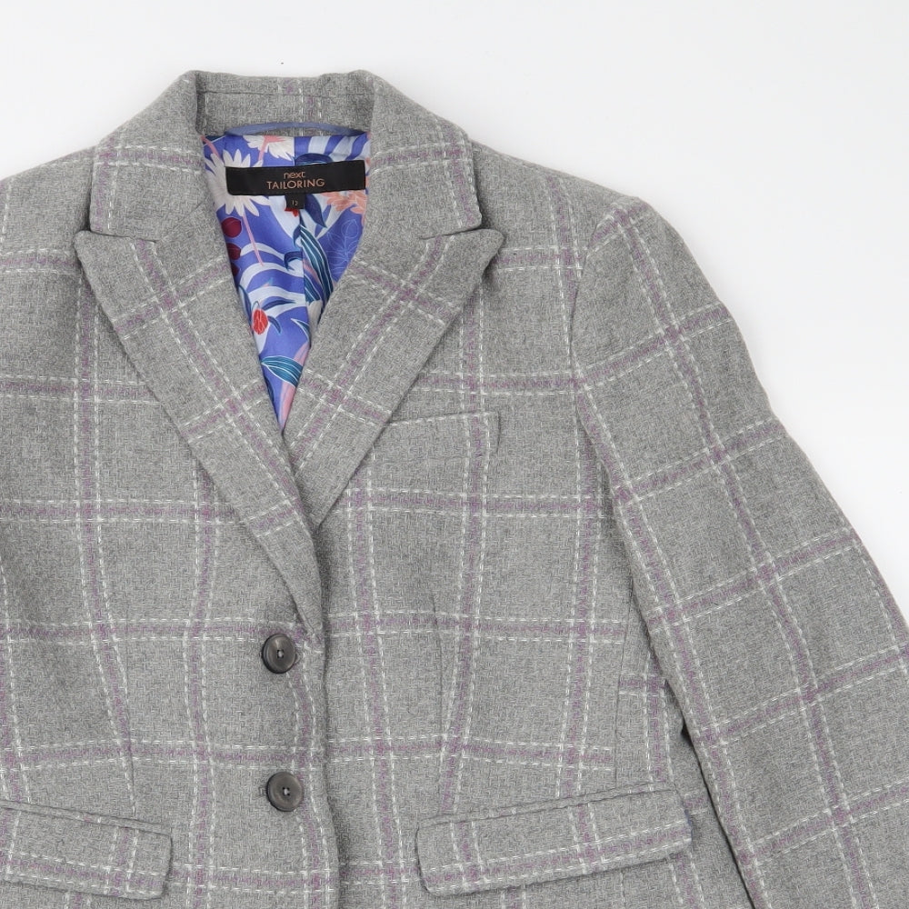 NEXT Womens Grey Check Tweed Jacket  Size 12