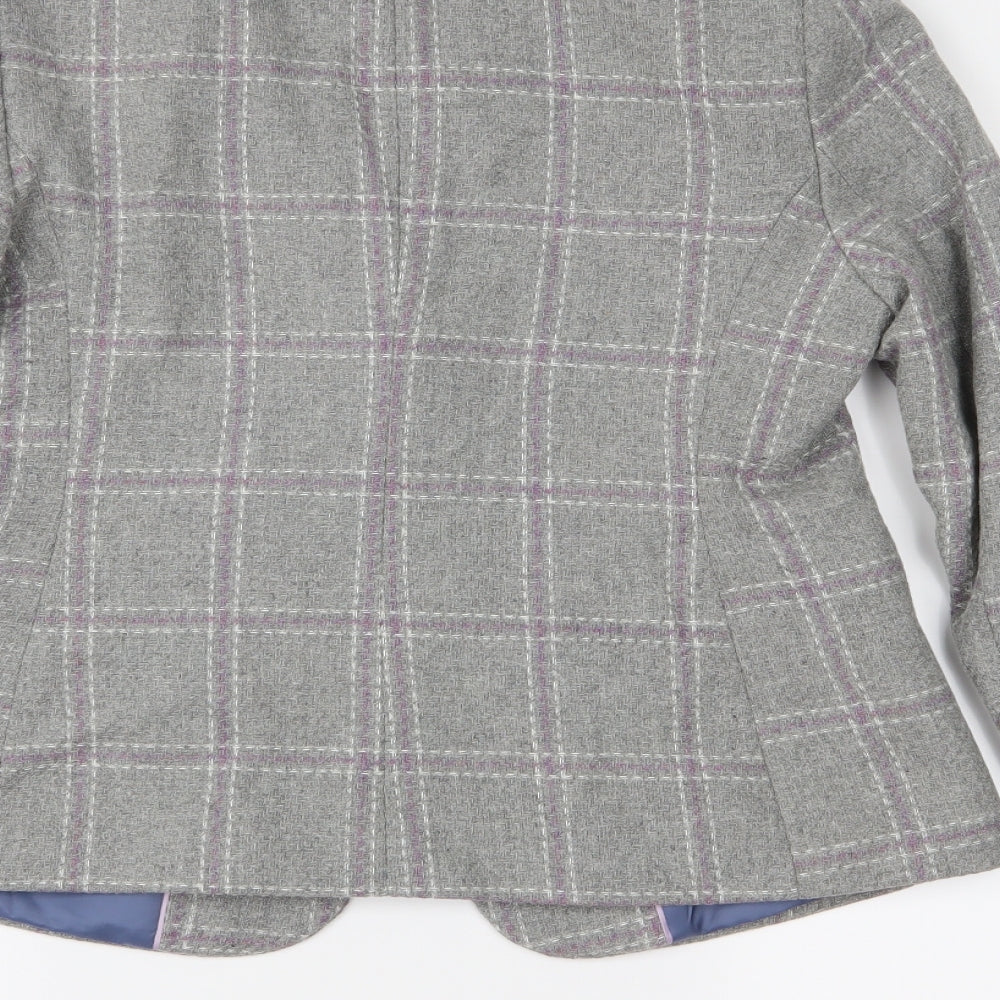NEXT Womens Grey Check Tweed Jacket  Size 12