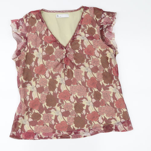 BHS Womens Pink Floral  Basic Blouse Size 14