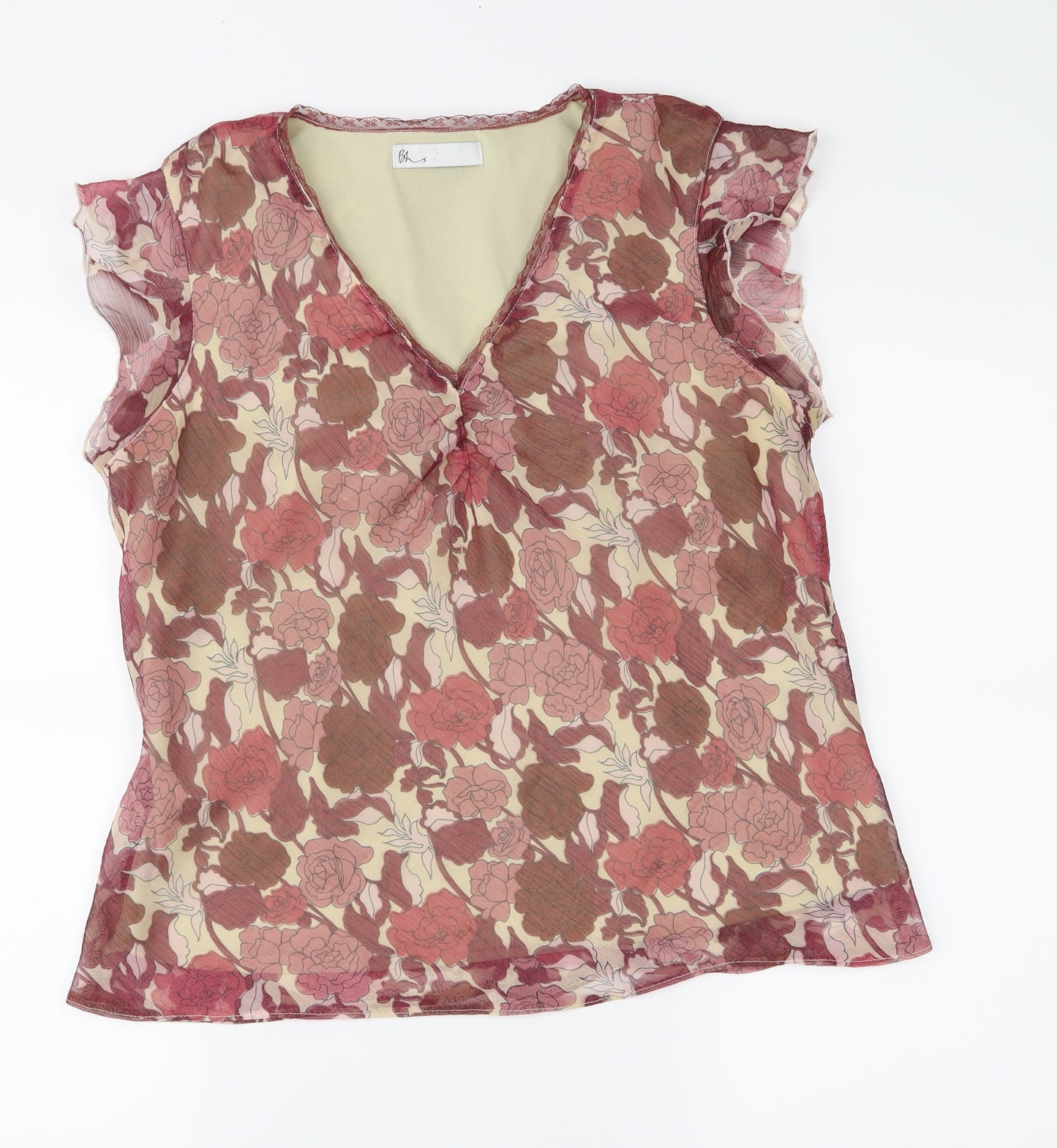BHS Womens Pink Floral  Basic Blouse Size 14
