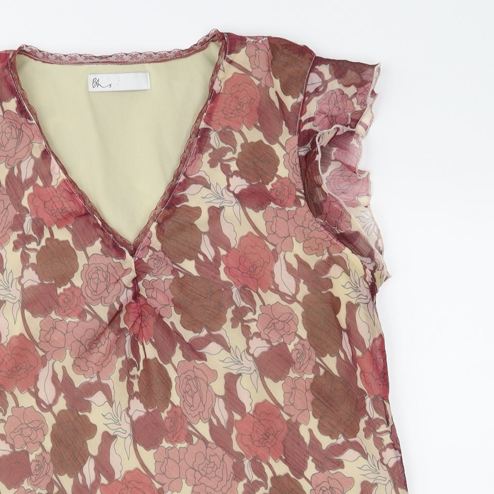 BHS Womens Pink Floral  Basic Blouse Size 14