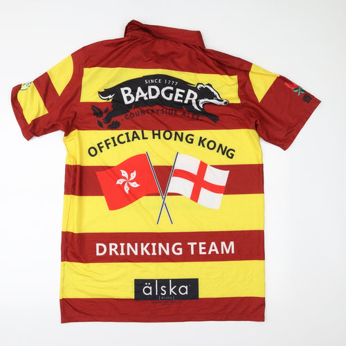Alska Mens Yellow Striped   Polo Size 3XL  - Drinking Team