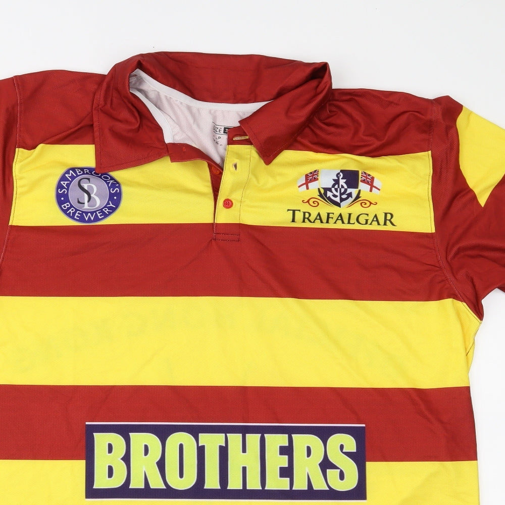 Alska Mens Yellow Striped   Polo Size 3XL  - Drinking Team